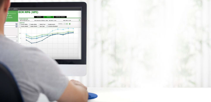 Person working at desk with Vusion dashboard open on computer screen